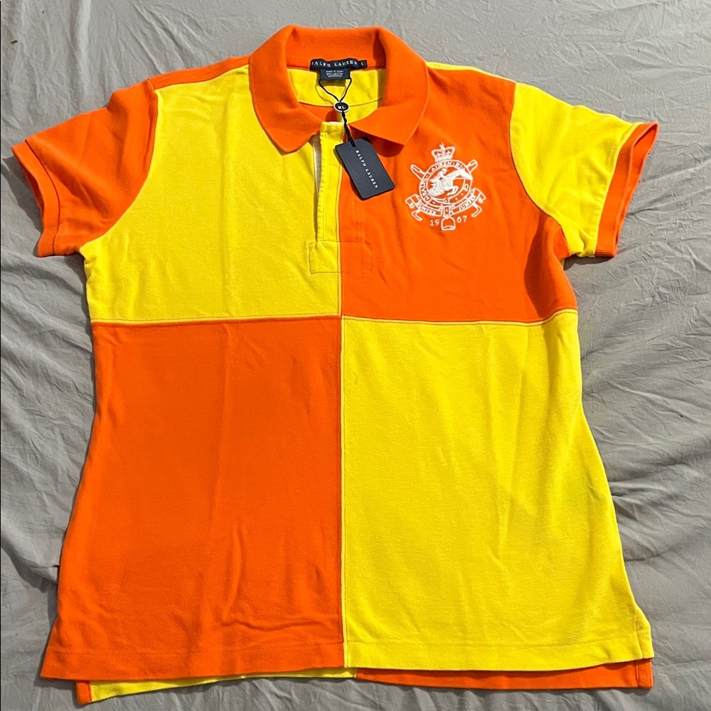 Ralph Lauren Two-Tone Polo Shirt in Orange and Yellow